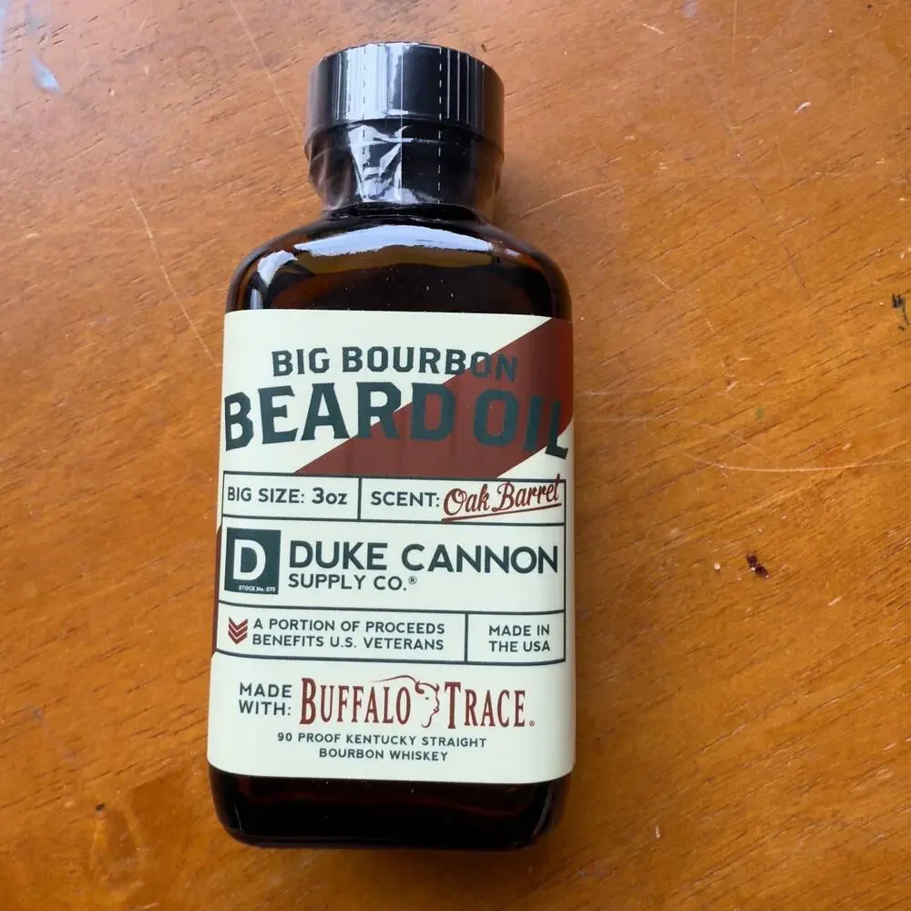 Big Bourbon Beard Oil Duke Cannon Supply Buffalo Trace Oak Barrel 3 oz NEW